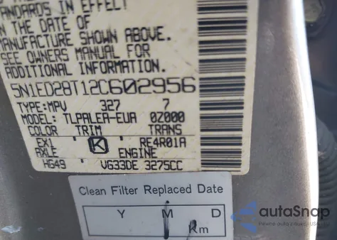 2002 Nissan Xterra Xe из США, поврежденный, VIN 5N1ED28T12C602956